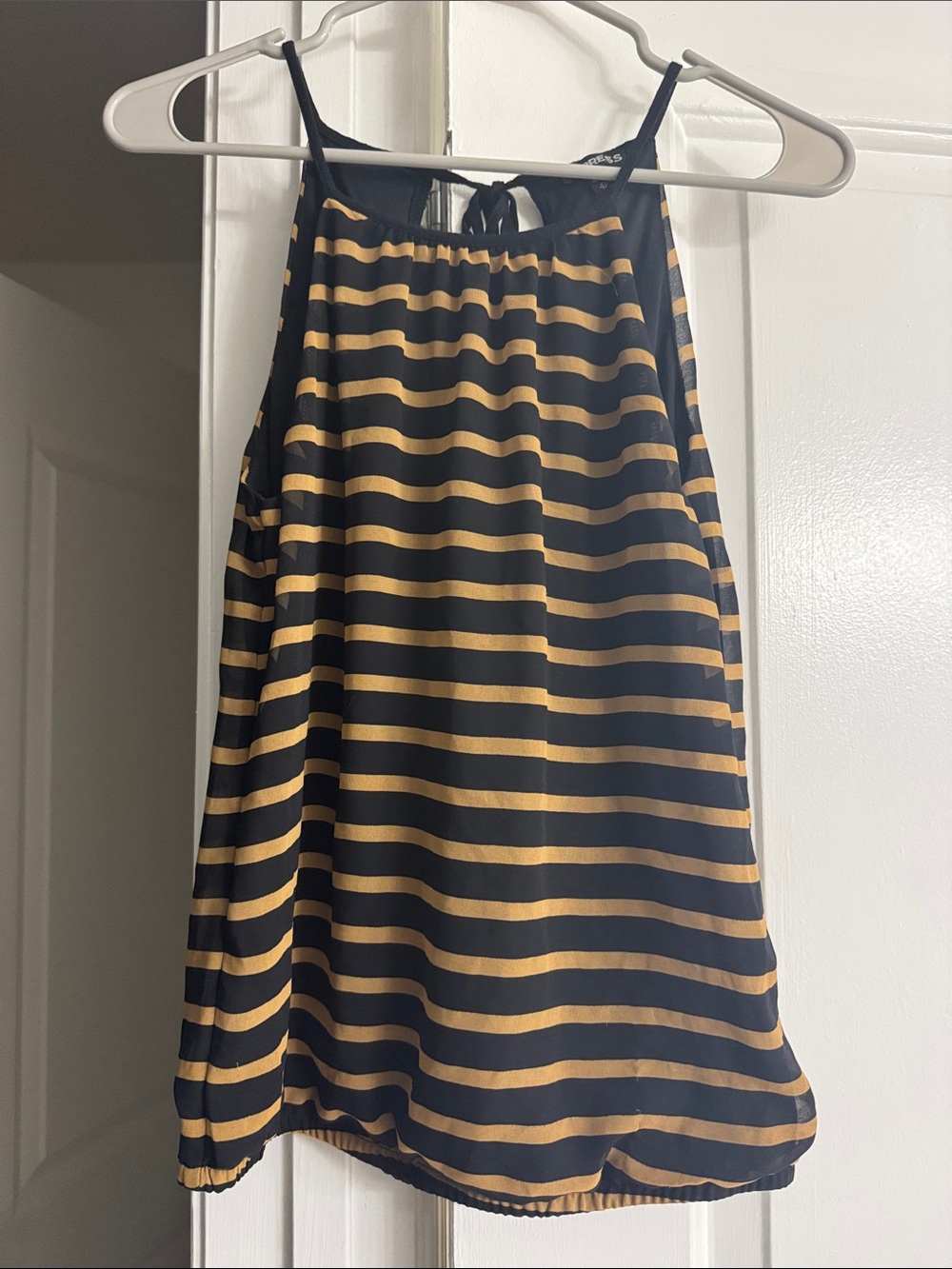 Express Black and Gold Striped Tank Top